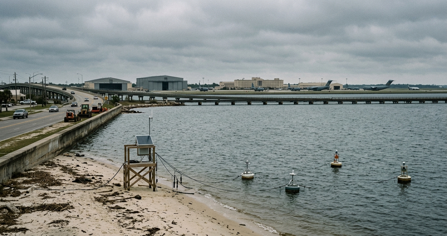 Biloxi Mississippi Gulf Coast waterfront with Keesler AFB in the background