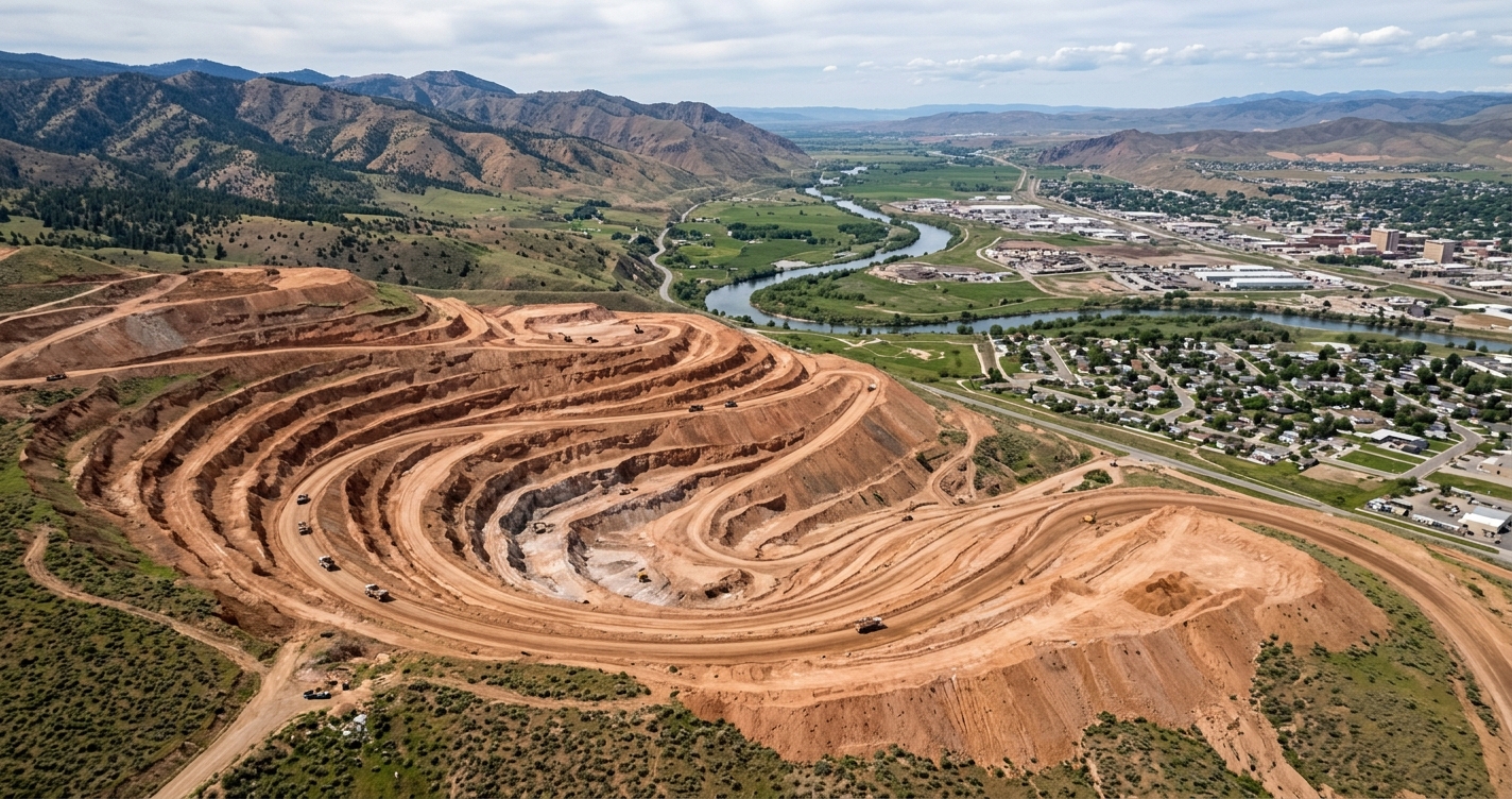 Pocatello Idaho with the Portneuf Range and Eastern Snake River Plain