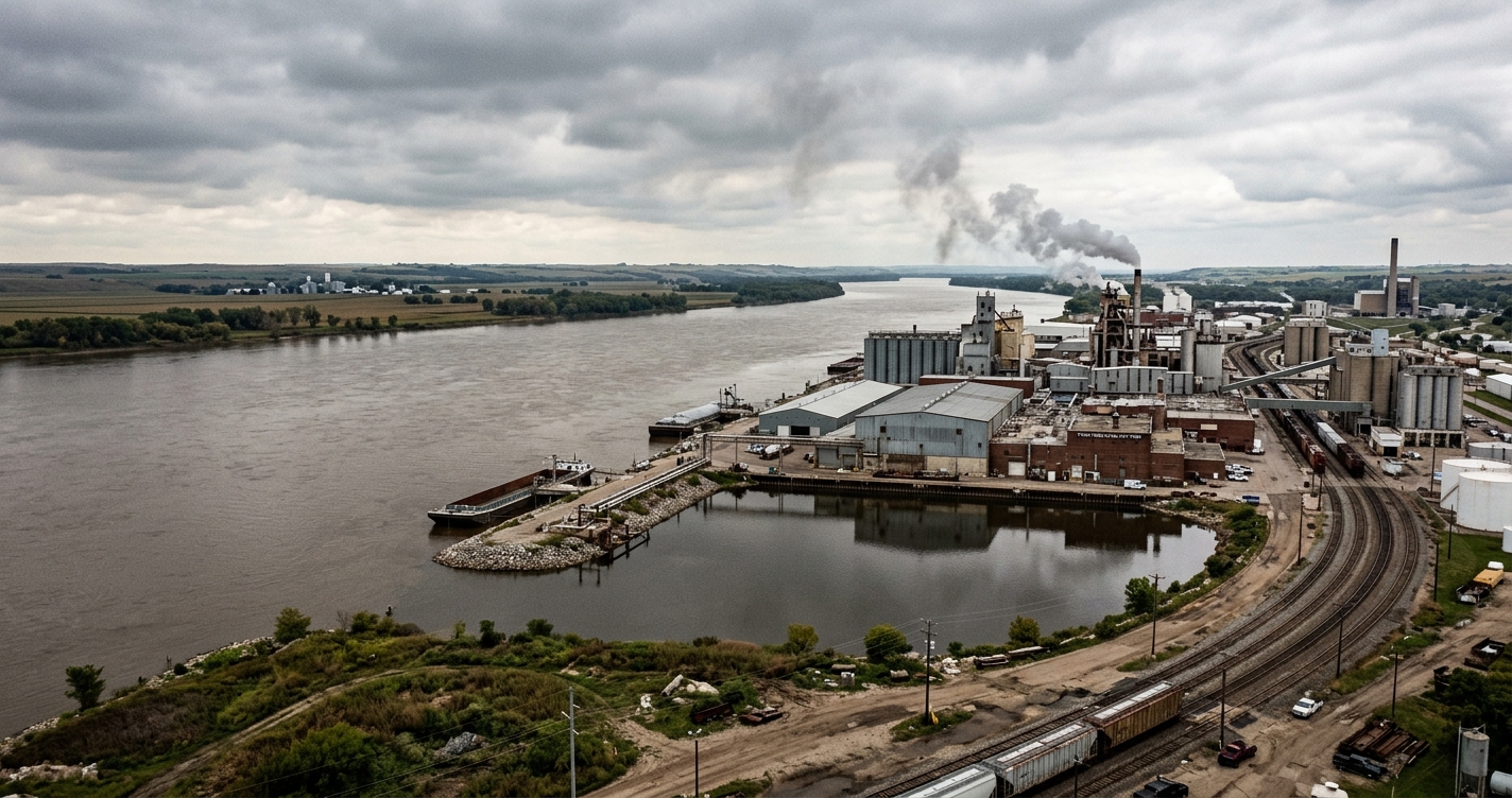 Sioux City Iowa at the convergence of Iowa, Nebraska, and South Dakota on the Missouri River