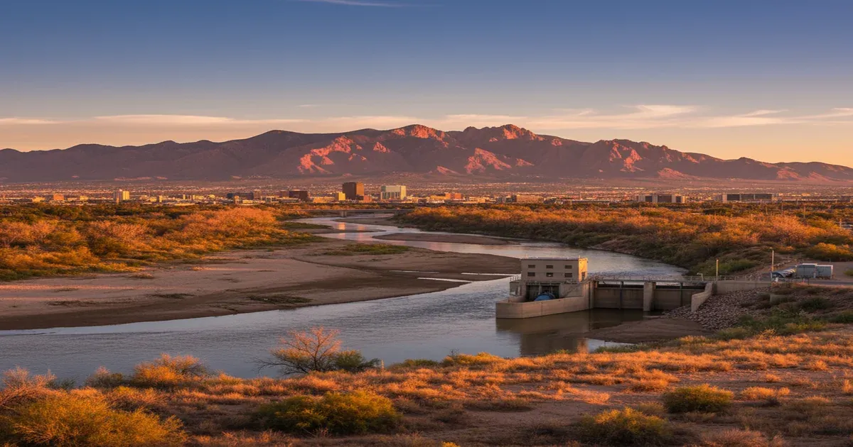 Albuquerque New Mexico skyline with Sandia Mountains in background