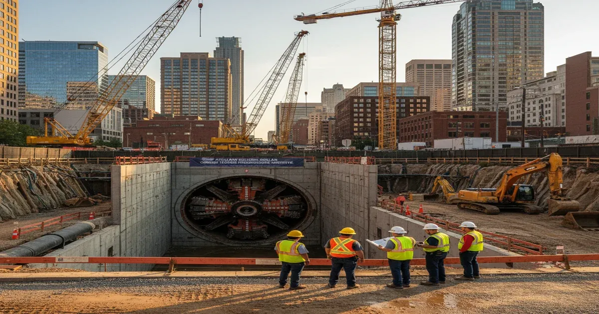 Atlanta skyline with water infrastructure and the Chattahoochee River in the foreground