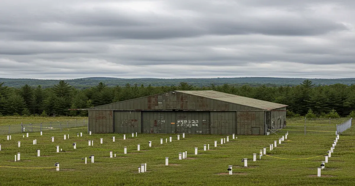 Bangor Maine along the Penobscot River with the Bangor International Airport former military base in the background