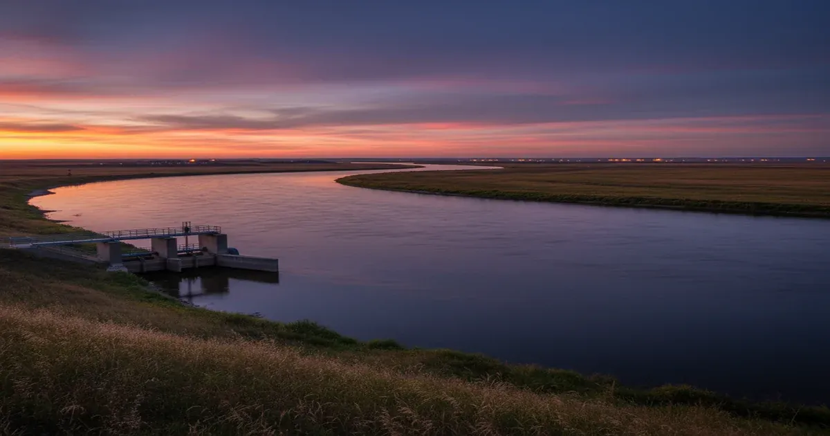 Bismarck North Dakota skyline along the Missouri River