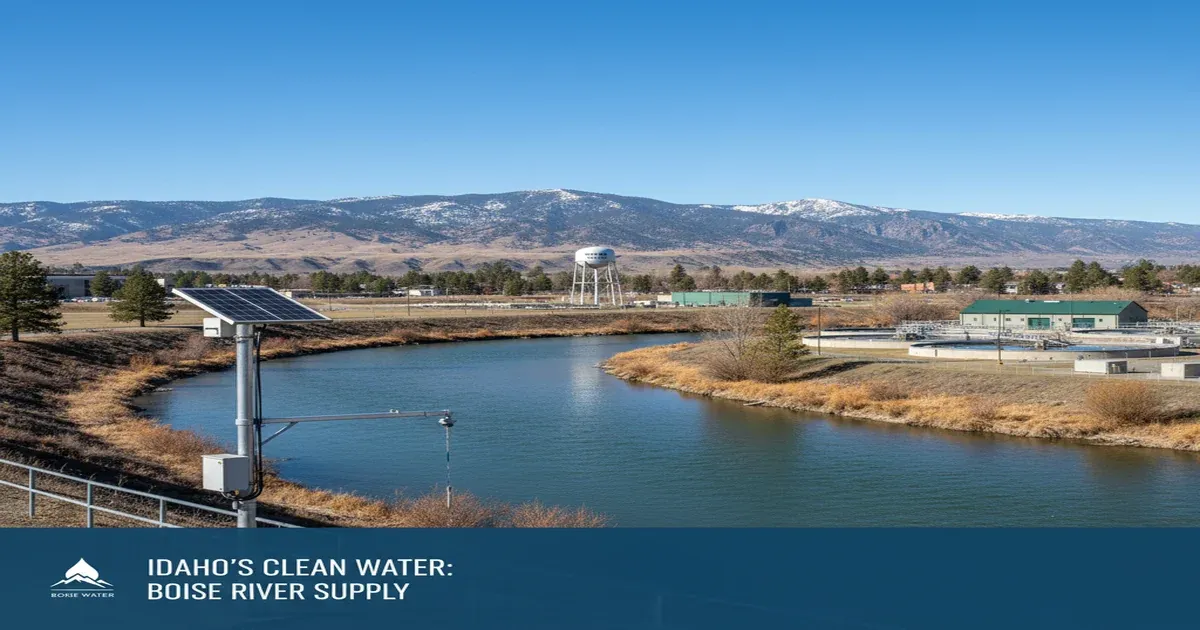 Boise Idaho skyline with the Boise River and foothills