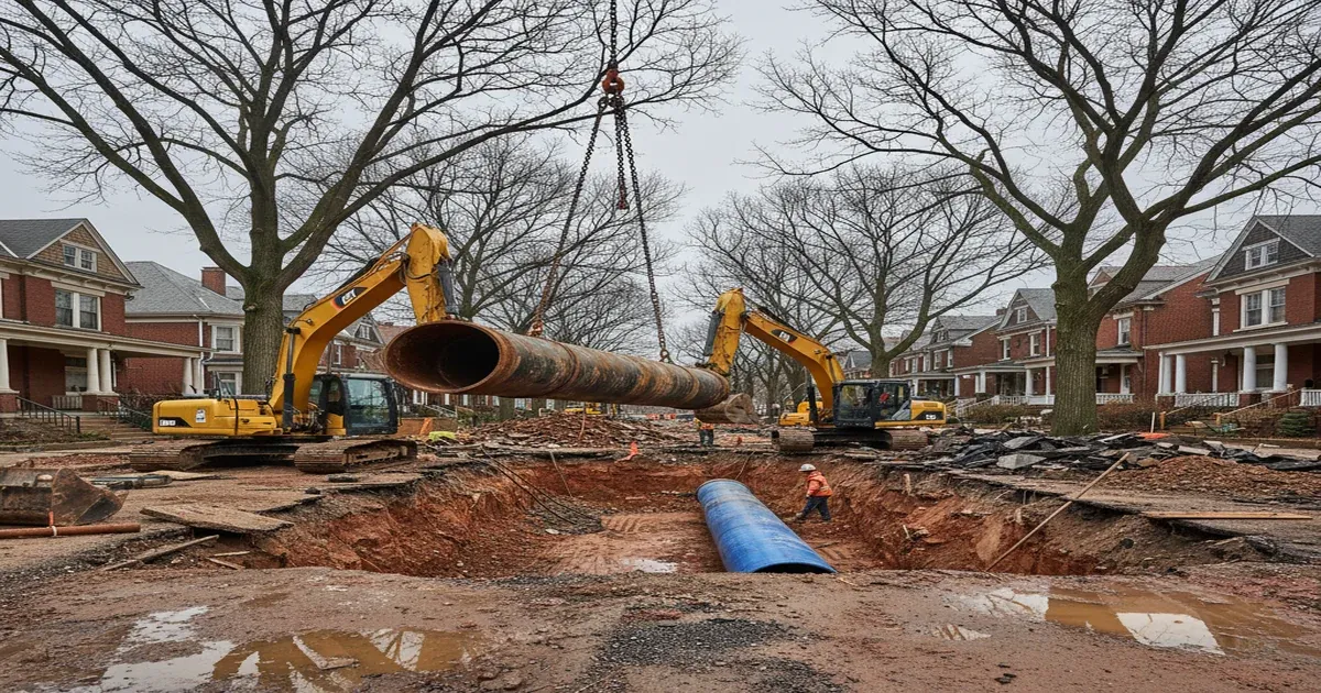 Buffalo New York waterfront along the Niagara River with city skyline