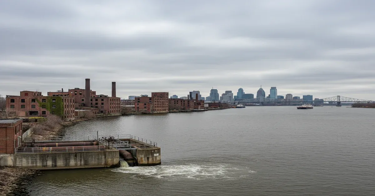 Camden New Jersey waterfront along the Delaware River