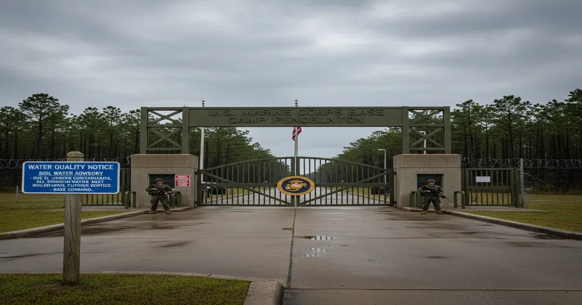 Military base water treatment facility representing Camp Lejeune contamination history