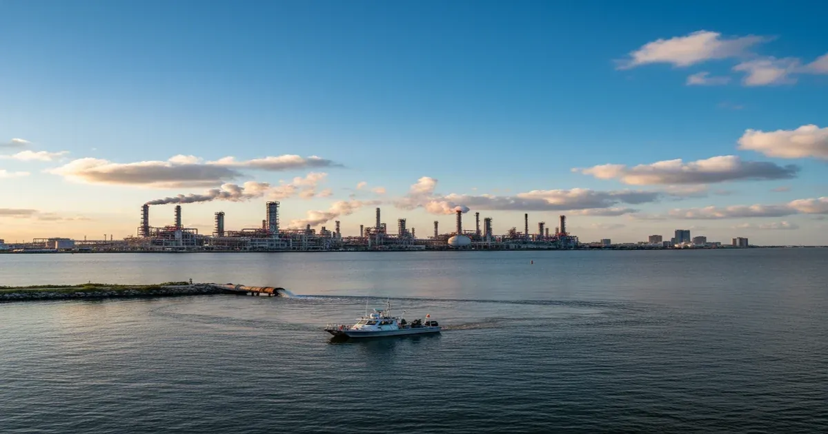 Corpus Christi Texas waterfront with the Harbor Bridge and Corpus Christi Bay