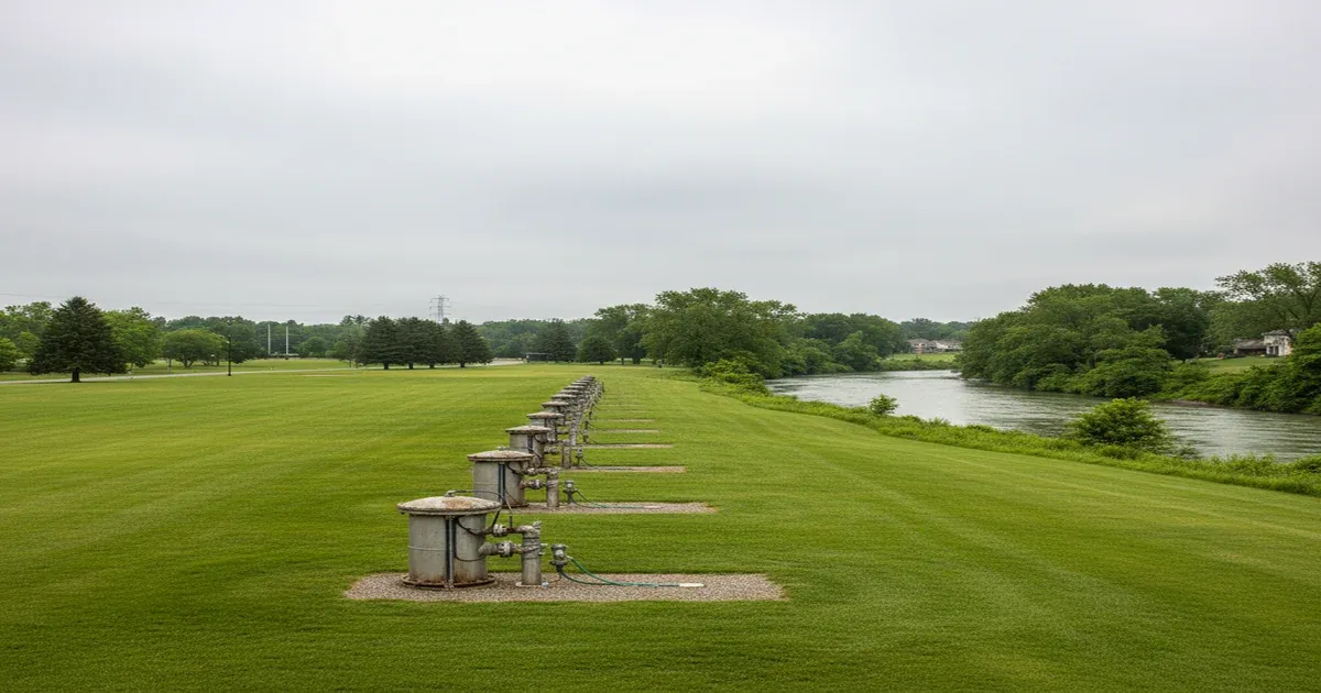 Dayton Ohio cityscape with the Great Miami River running through downtown
