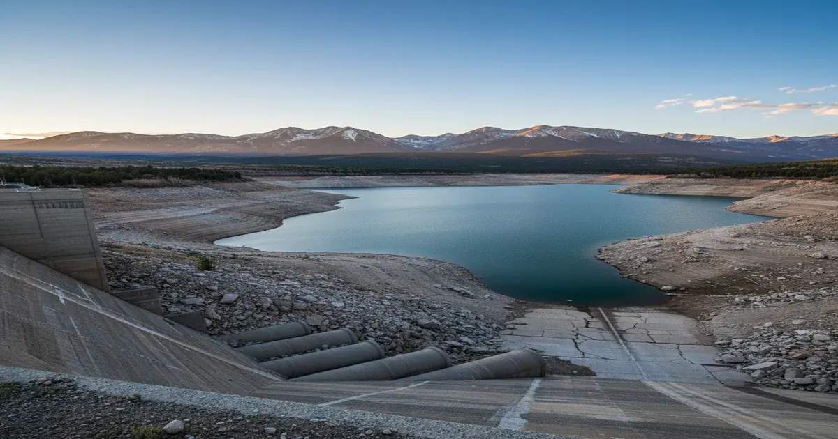 Denver skyline with the Rocky Mountains in the background, the source of the city's water supply