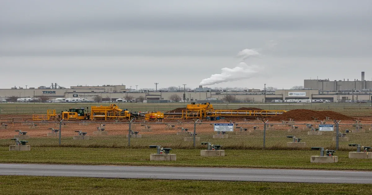 St. Joseph River flowing through Elkhart Indiana