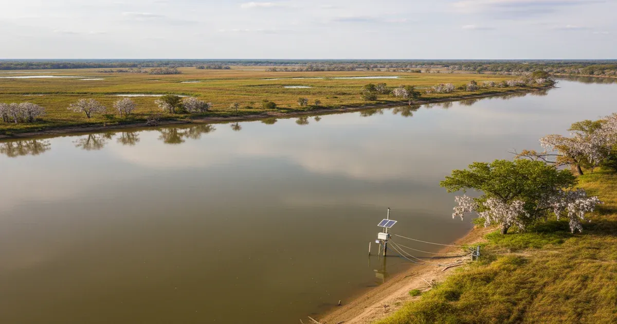 Arkansas River near Fort Smith Arkansas with tree-lined banks