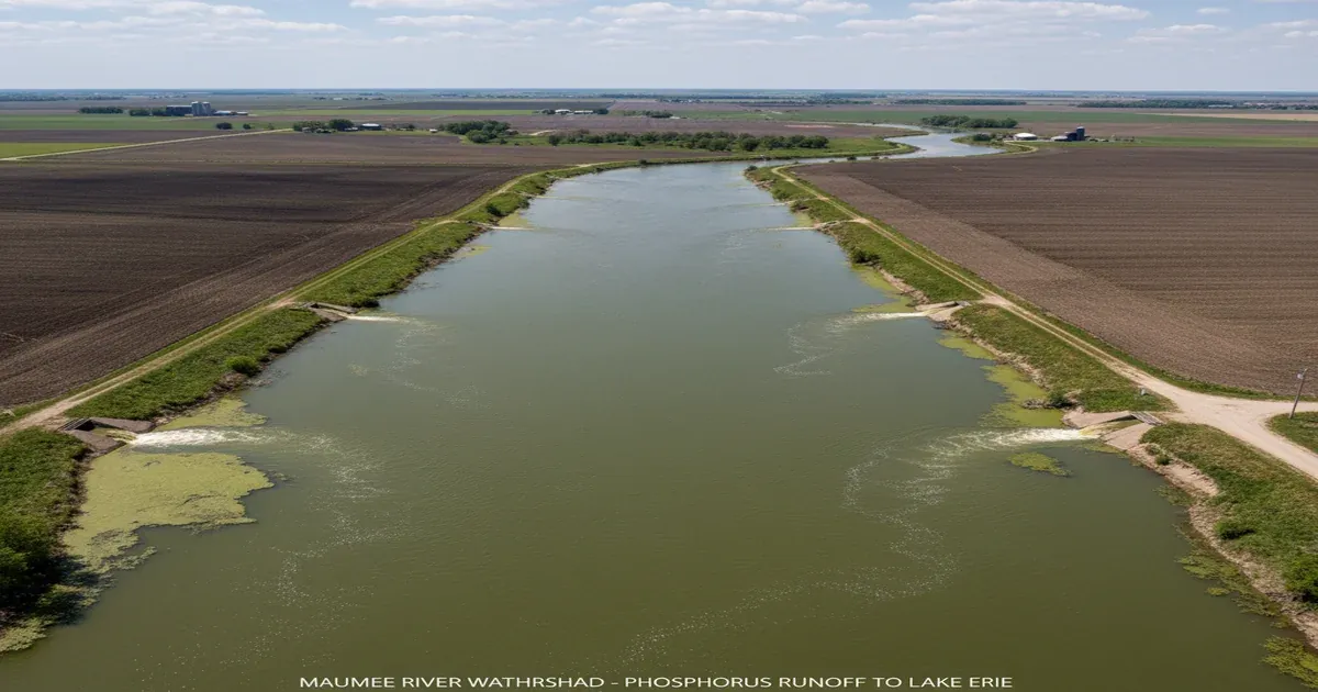 Fort Wayne Indiana with the Maumee River and surrounding agricultural landscape