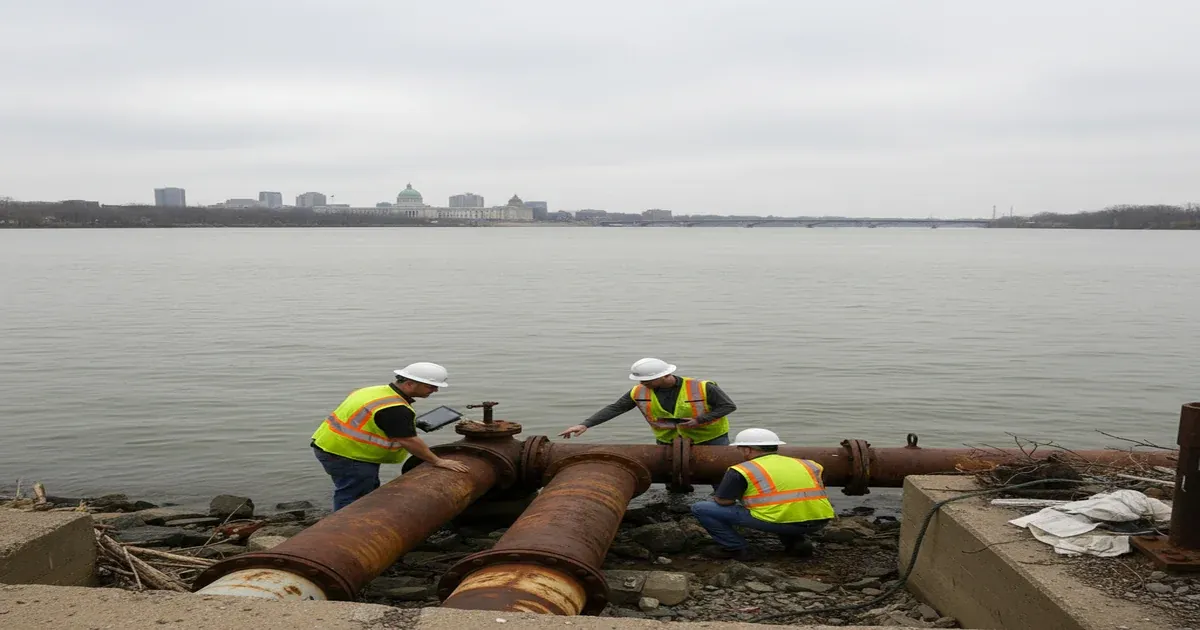 Susquehanna River flowing through Harrisburg Pennsylvania capital city