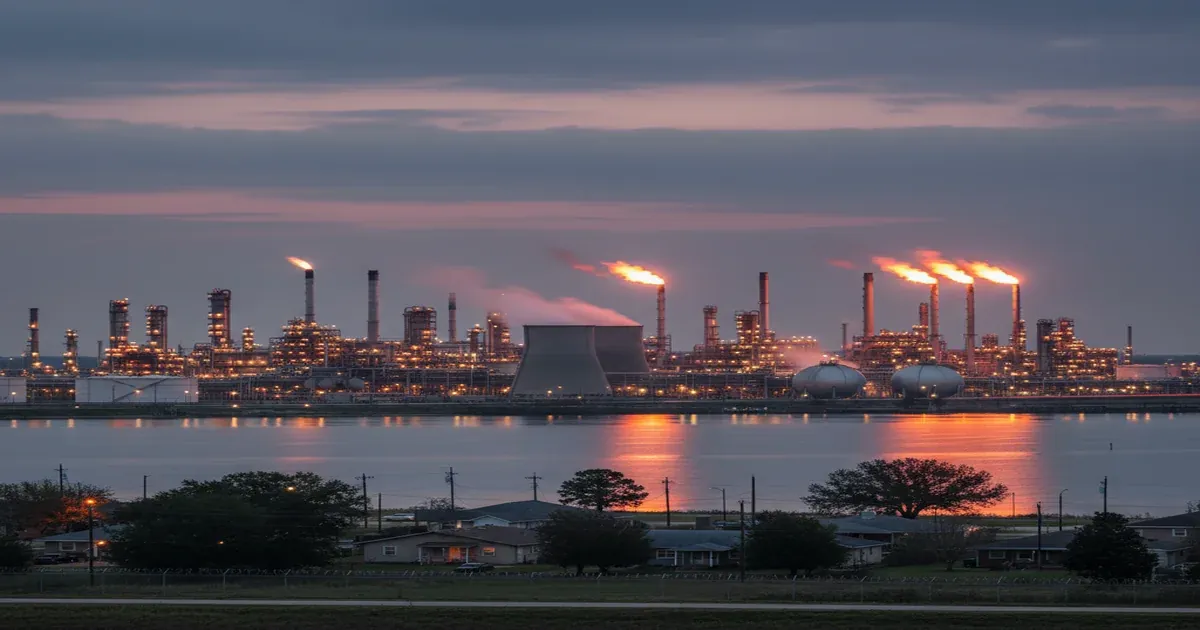 Lake Charles Louisiana industrial petrochemical facilities along the Calcasieu River