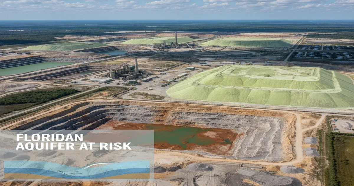 Florida landscape with reclaimed phosphate mining land and water features