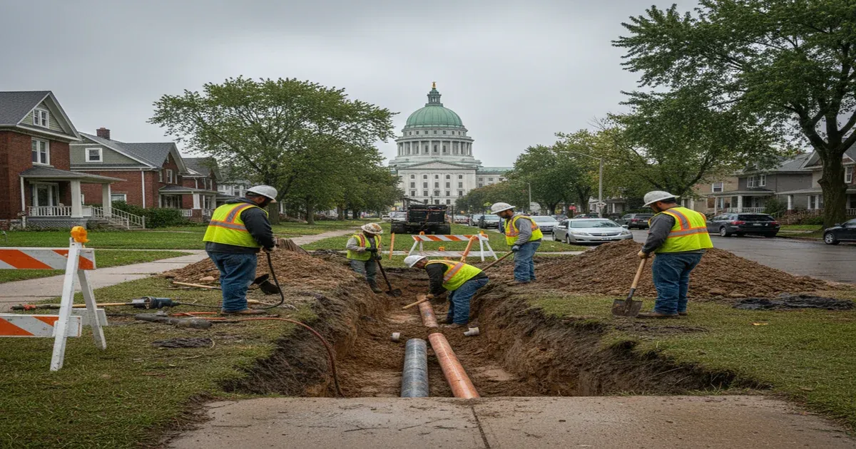 Grand River flowing through downtown Lansing Michigan