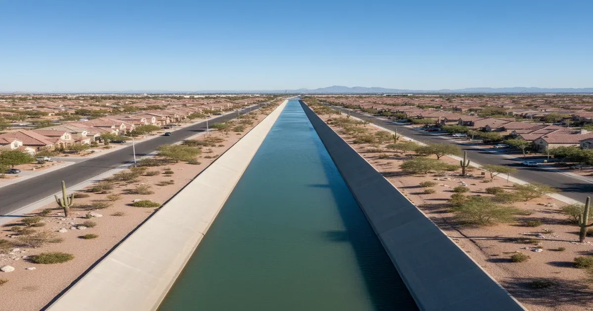 Desert landscape near Mesa, Arizona with the Superstition Mountains