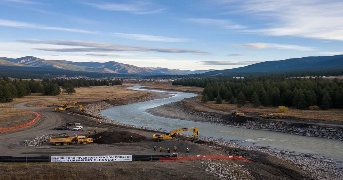 Clark Fork River flowing through Missoula, Montana