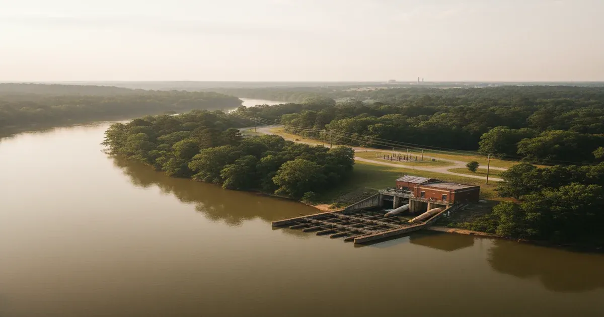 Montgomery Alabama skyline with the Alabama River and state capitol building