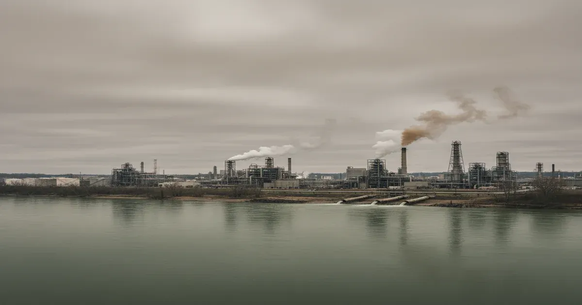 Ohio River at Parkersburg West Virginia with industrial backdrop