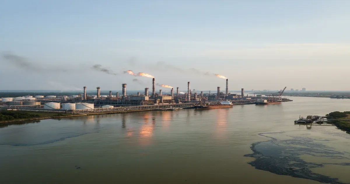 Pascagoula River and industrial landscape in Jackson County, Mississippi