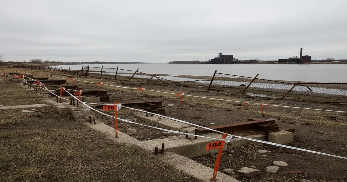 Tittabawassee River flowing through Saginaw, Michigan