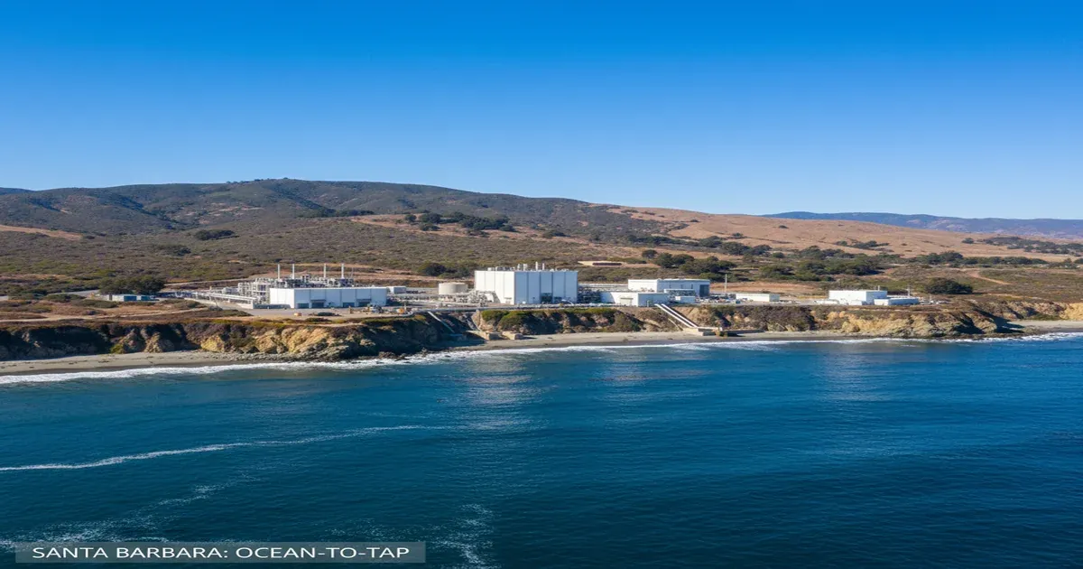 Santa Barbara coastline with Pacific Ocean and mountains