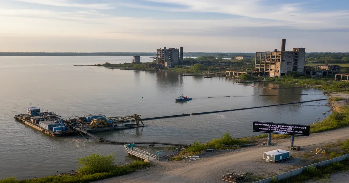 Syracuse New York with Onondaga Lake and the city skyline