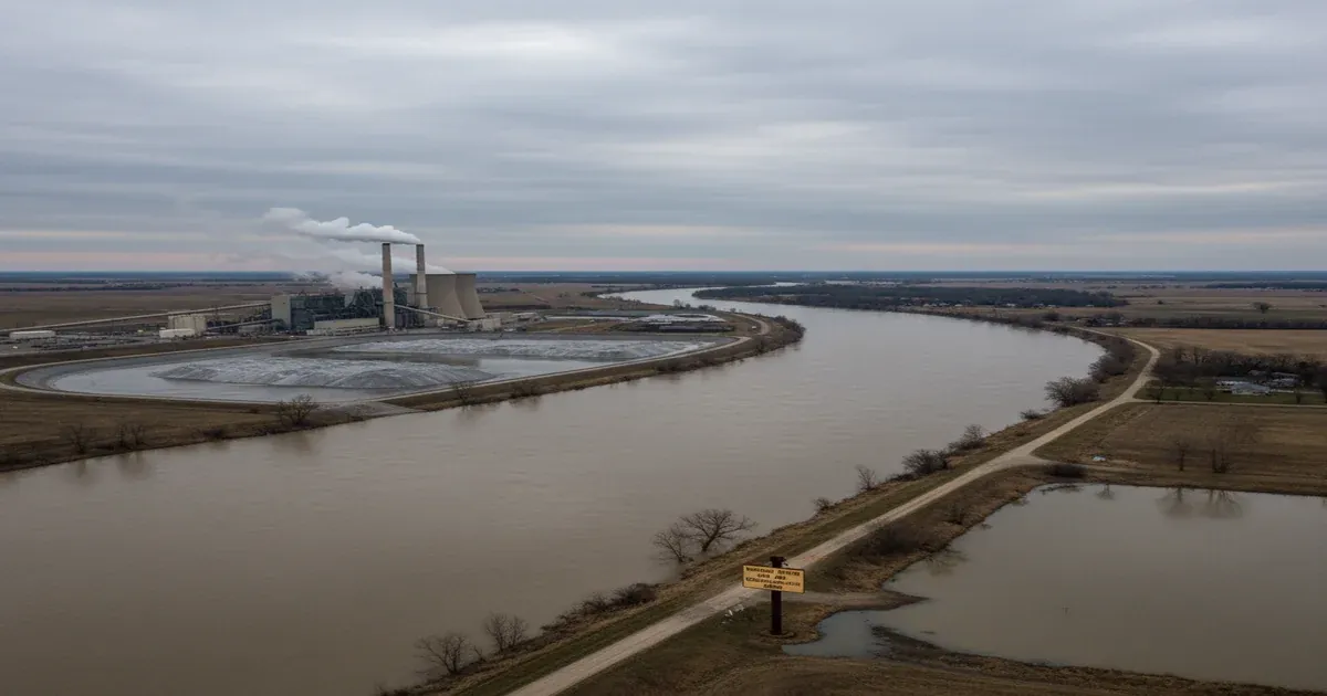 Terre Haute Indiana cityscape along the Wabash River with industrial facilities visible