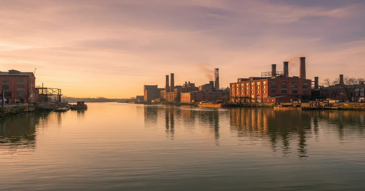 Delaware River flowing through Trenton New Jersey