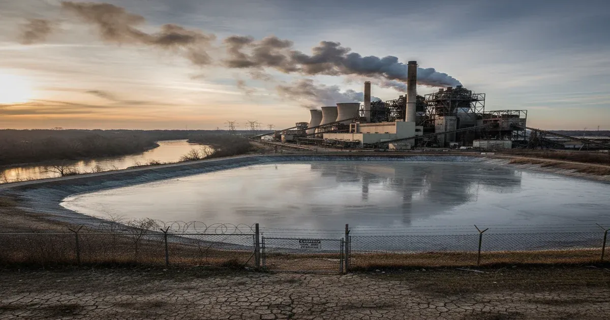 Black Warrior River near Tuscaloosa Alabama with coal ash pond site