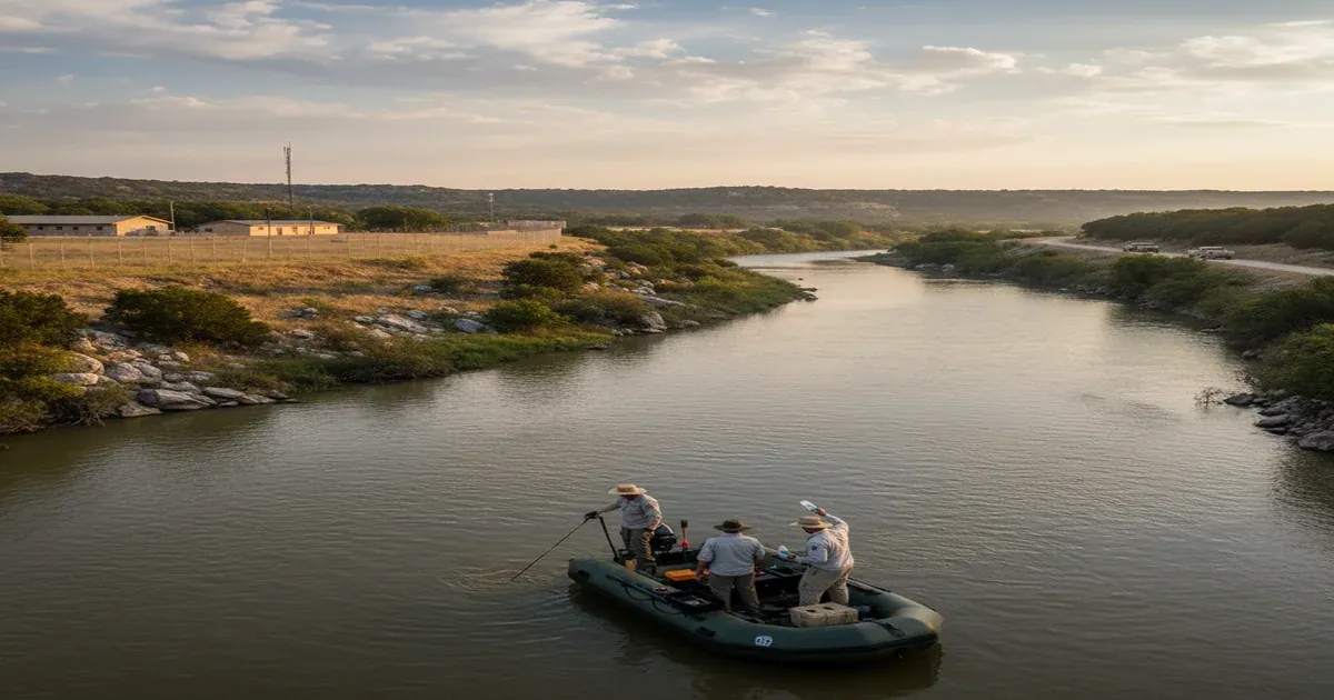 Brazos River winding through central Texas near Waco with bridge crossing