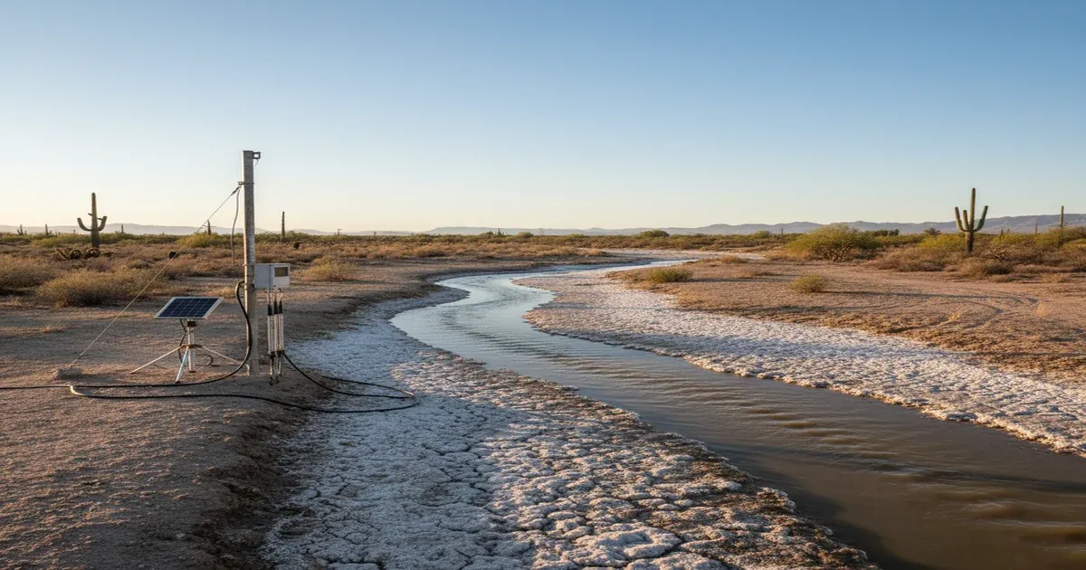 Colorado River flowing through desert landscape near Yuma, Arizona